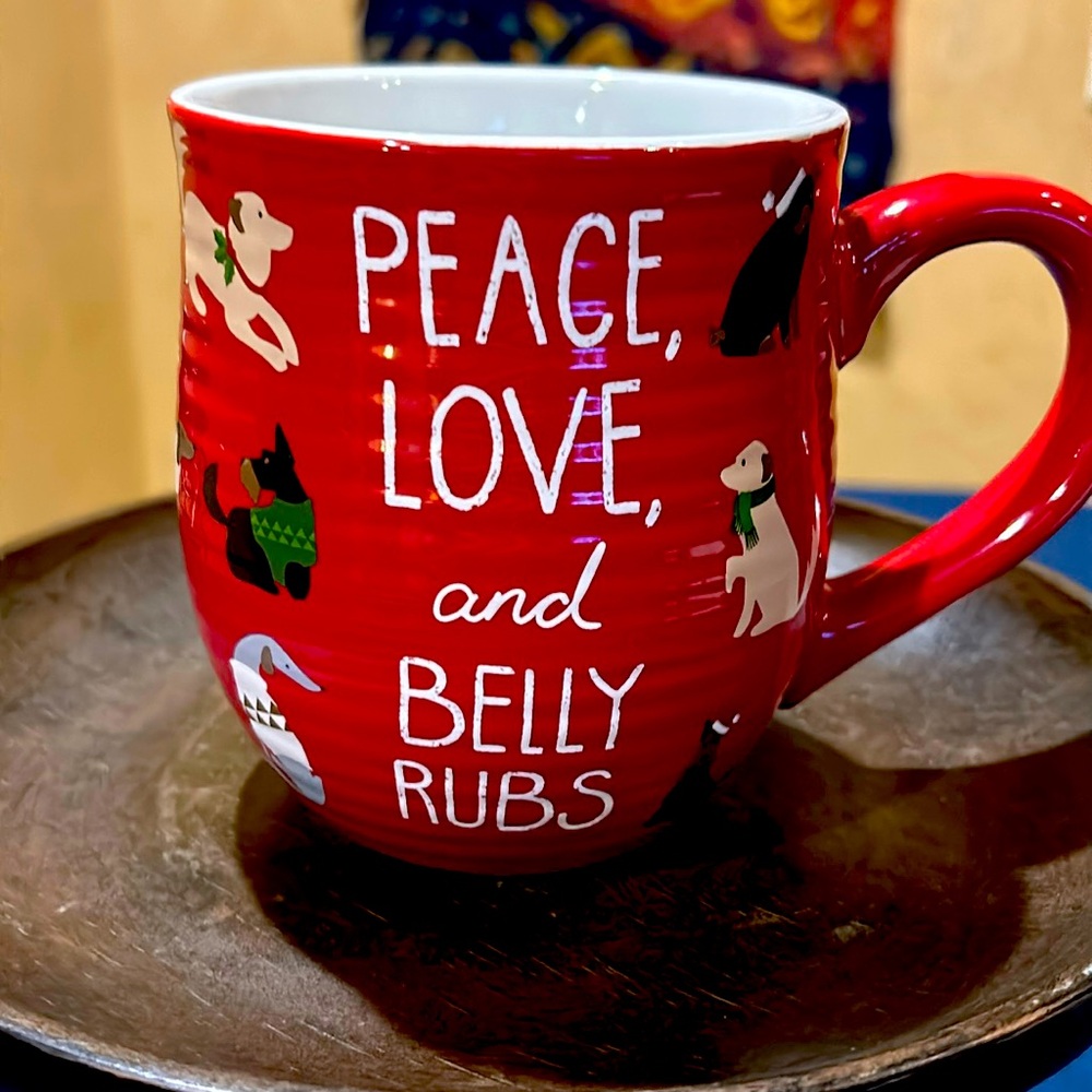 St Nicholas Square coffee mug - Peace, Love & Belly Rubs (For dog lovers)